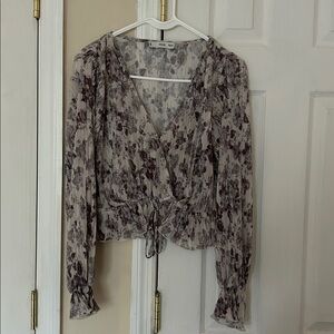 Mango Floral Blouse - Cream and Brown